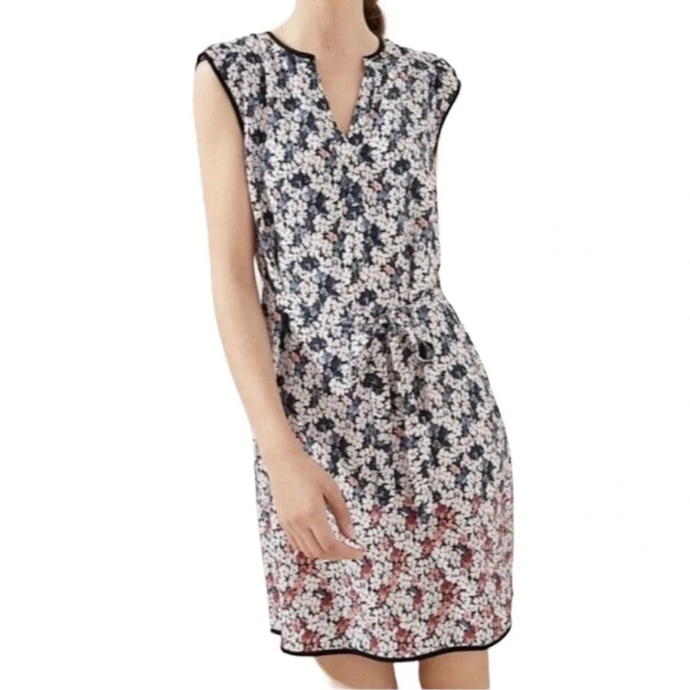 NWT Loft Size Small Petite garden split neck pocket dress $89 no belt